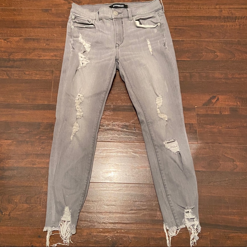 Express gray distressed jean